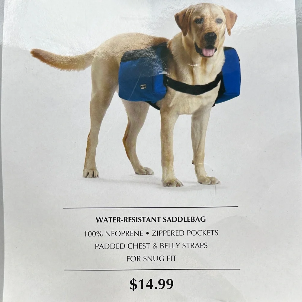 Dog Saddlebag by Dicken’s Closet Water-Resistant Blue Large NWT